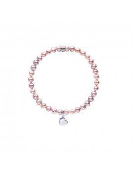 Bracciale Mimi elastica perle viola cuore argento