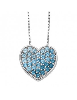 Collana oro bianco cuore topazi azzurri DPY10984