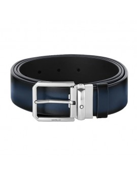 Cintura Montblanc reversibile blu sfumata e nera 131184