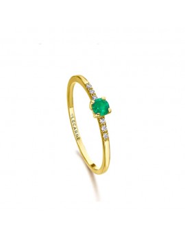 Anello Le Carrè smeraldo e diamanti in oro giallo GA138ES