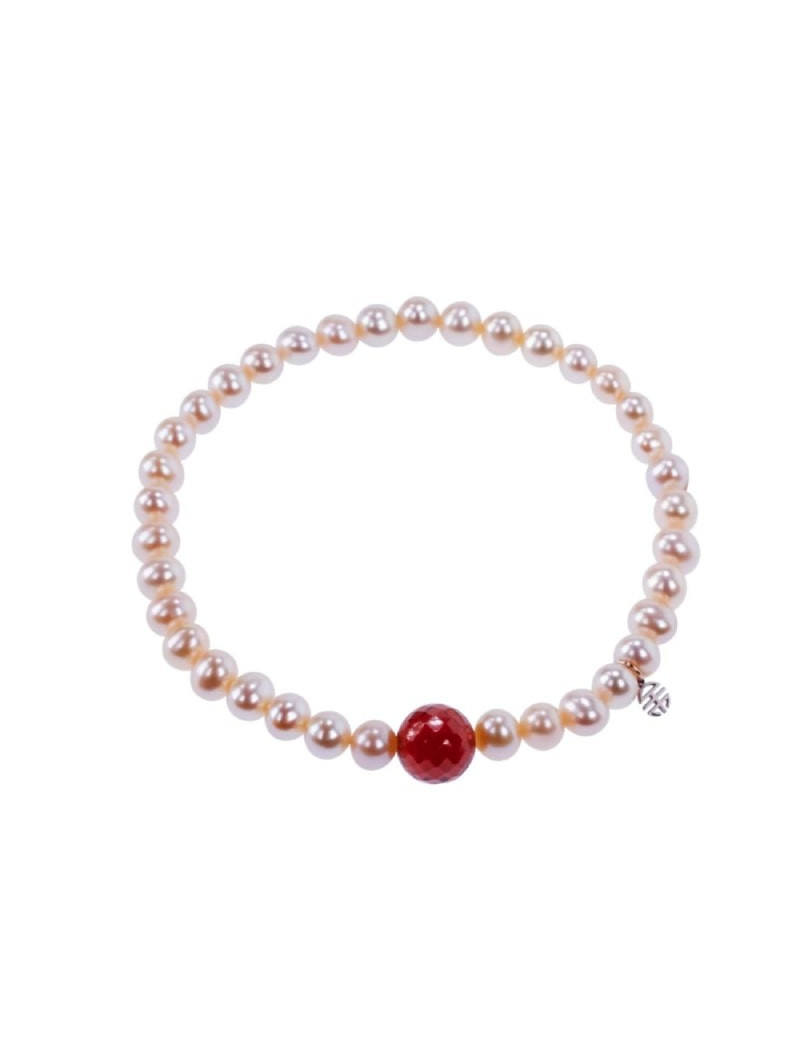 Bracciale Mimi perle rosa granato rosso B24VZRGRN2