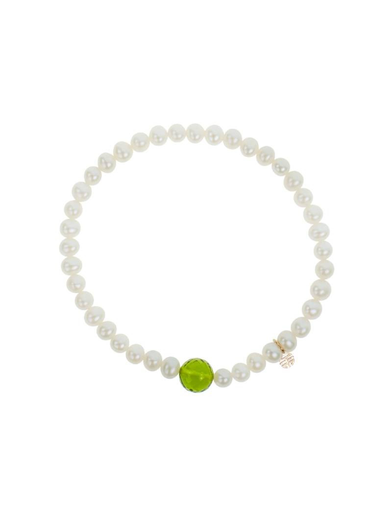 Bracciale Mimi peridoto verde e perle bianche B24VZRPRD1