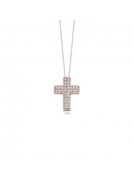Croce DonnaOro diamanti e oro rosa